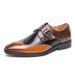 Euro Step Korean Style Pointed Toe Color Block Leather British Business Formal Casual Three-Joint Height Increasing Loafers Large_vogvips.com