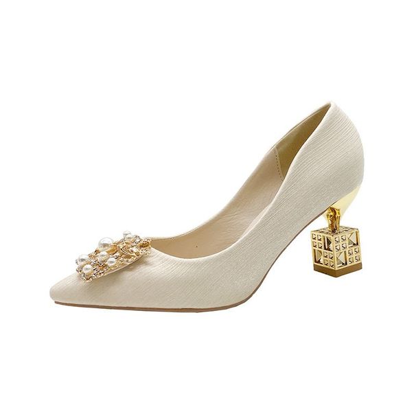 p New Simple Light Pointed Toe Square Buckle Small Thick Heel Fashion High Heeled Women S Comfortable And Versatile_vogvips.com