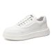 Men's Genuine Leather White Skateboard Sneakers Thick Platform Breathable Lace Up Casual Comfortable Versatile Sports Shoes_vogvips.com