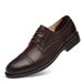 Euro Step Polished Leather Dress Brogue Casual Business British Style Breathable Top Layer Cowhide Lace-Up Men's Shoes_vogvips.com