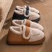 Women's Shoes Internet Celebrity Velcro Heel Cotton Slippers For Women Winter Outdoor Warm Non Slip Plush Confinement Shoes Retro Plush Cotton Shoes_vogvips.com