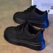 Pure Black Men's Spring Non-Slip Wear-Resistant Thick-Soled Work Shoes Casual Versatile Breathable Sneakers_vogvips.com