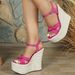 Women's Fashion Wedge Platform Sandals 15CM High Heels Waterproof PU Upper Multi-color Casual Party Evening Shoe_vogvips.com