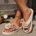 Beach Flip-flops Cute Flower Bow Decoration Casual Flat Shoes For Women Slides New Summer Slippers Outdoor_vogvips.com