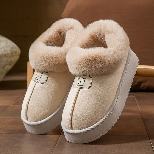 2025 New Winter Women's Slippers With Heel, Warm Non-Slip, Indoor And Outdoor Use, Men's Cotton Shoes_vogvips.com