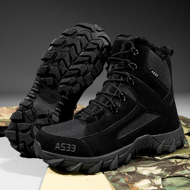 Mid Top Men's And Women's Hiking Shoes With Plush Warm Combat Boots_vogvips.com