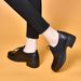 Round-toe Lace-up Women's Shoes 2025, Black Top-layer Cowhide, Chunky Heel Work Shoes, Soft Leather Loafers, Exclusive_vogvips.com