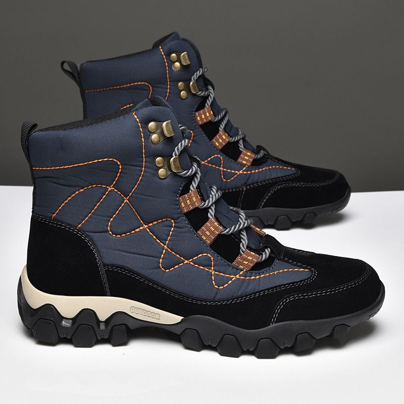 Outdoor Non-Slip Large Size Martin Boots For Men, British Style Snow Warm High-Top Fleece-Lined Thickened Boots, Cotton_vogvips.com
