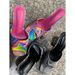36-43 Large Size Women's Shoes 41 European And American Shaped High Heels Colorful Crystal Heel Slippers Open Square Toe_vogvips.com