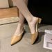 Women's Open-toe Mules For Outdoor Wear, 2025 Spring/summer New Style, Pointed Toe, Medium Chunky Heel, Slip-on_vogvips.com