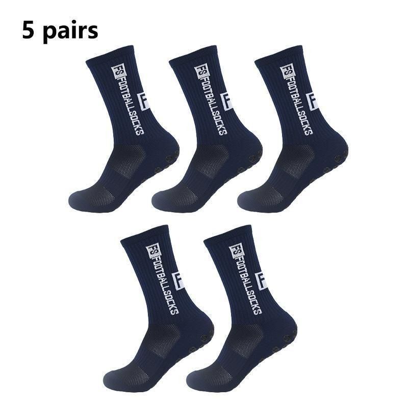 Premium Football Socks With Grip Dots - Breathable, Anti-Slip, Moisture-Wicking Sports Socks For Men & Women (5-Pack, Assorted Colors)_vogvips.com