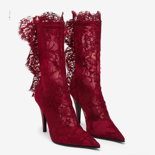 Women's Retro Fashion Lace Ankle Boots Semi-Transparent New With Durable Materia_vogvips.com