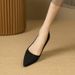 2025 New High Heels Women's Coarse Heel Black Long Standing Non Tiring Work Soft Bottom Shallow Mouth Pointed Single_vogvips.com