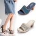 2022 New Summer Ethnic Women's Water Diamond Sewn Sandals Thick High Heels Large Size Comfortable Slippers_vogvips.com