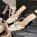 2026 Summer New Large Size Elegant Style Thin Heel Slippers For Women, Rhinestone Bow High Heels, Fashionable Women's_vogvips.com