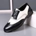 Euro Step Autumn New Brogue For Men, Carved Color Block, Large Size, Youth Versatile, Business Formal Men's Leather Shoes Trend_vogvips.com