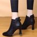 High For Women 2025 Autumn Four Seasons New British Style Chunky Heel Short Soft Leather Women's Shoes Fleece-Lined_vogvips.com
