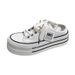 2025 Summer New Thick Soled Tall Slippers For Lazy Women, Trendy Half Dragged Fashion Casual Canvas Shoes_vogvips.com