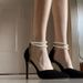 Black High-heeled Shoes For Women, 2026 New Model, Stiletto Heel, Pointed Toe, Pearl Ankle Strap, Elegant Single Shoes,_vogvips.com