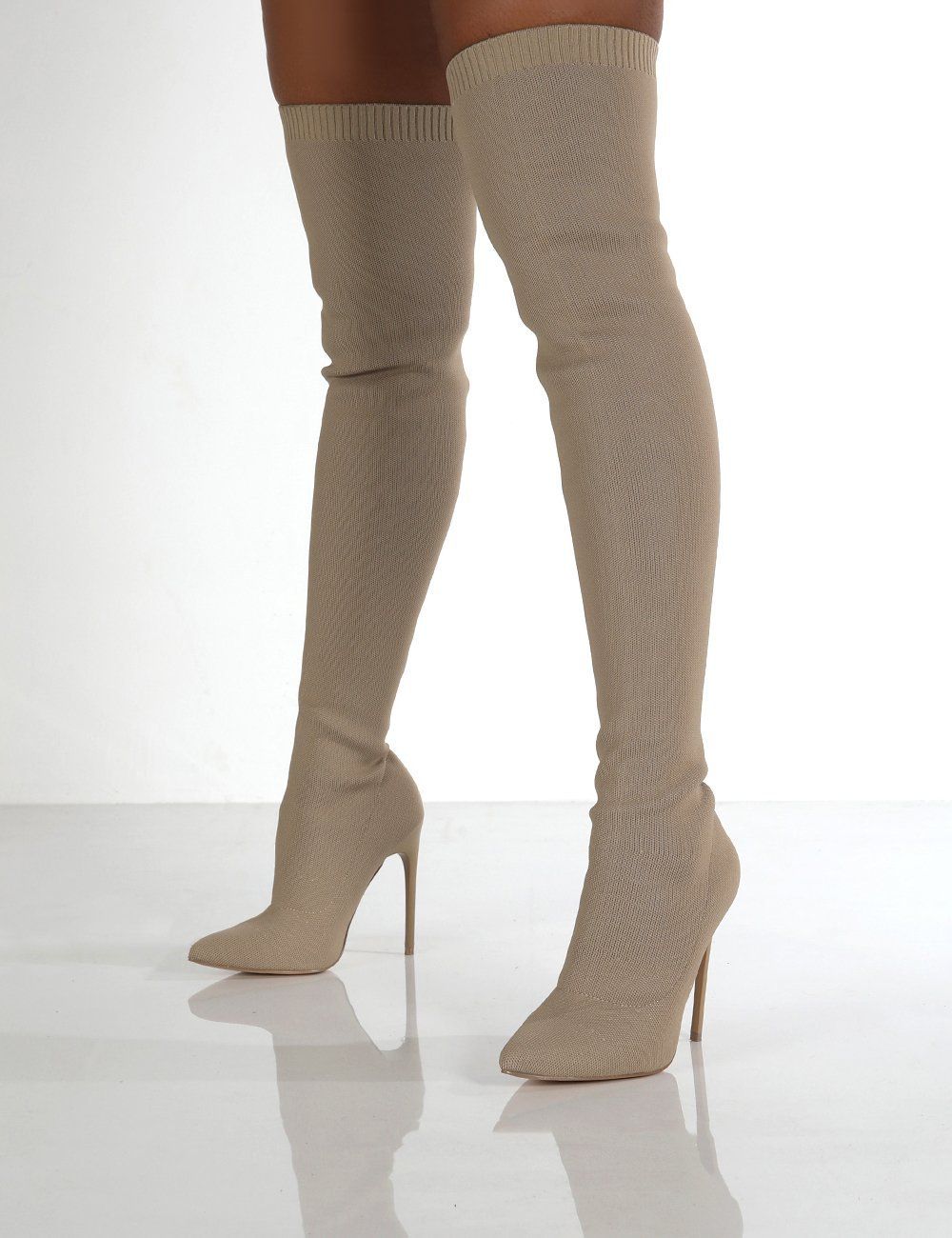 large Size Boots Knitted Sexy Stilettos New Ins Over-the-knee Socks Boots_vogvips.com