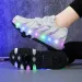 Childrens Dual Wheel Luminous Sports Shoes Heel LED Light Roller Skating Childrens Boys And Girls USB Charging 240914_vogvips.com