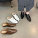 European And American Style Women's Soft Leather Square-toed Wedge Heel Mules, Fashionable For Outdoor Wear, With_vogvips.com
