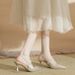 Black High-heeled With Thin Heels, Versatile Rhinestone Pointed Toe, Closed Back, Open Heel Sandals, 2026 New Women's_vogvips.com