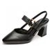 Pointed High Heeled Sandals For Women 2023 Summer New Top Layer Cowhide Thick Heeled Fairy Shoes With Closed Toe And Hollow Back Fashion Shoes_vogvips.com