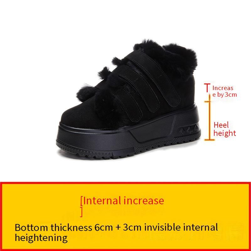 Women's Shoes New Style Genuine Leather And Rabbit Fur Slip On Mary Jane Furry Shoes With Increased Height And Thick Soles_vogvips.com