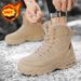 Men's Large Cotton Shoes, High Top, Thick And Warm Outdoor Snow Boots, Tactical Boots, Anti Slip Retro Workwear, Martin Boots_vogvips.com