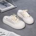 Summer New Style Half Slip White Shoes Thick Bottom Big Head Student Shoes Casual Hollow Platform Shoes Women_vogvips.com