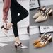 2026 Spring/Summer New Shoes: Pointed Toe Chunky Heel Closed-Toe Shoes, Mid-Heel Buckle High Heels, Hollow-Out Women's_vogvips.com