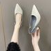 Summer Women's Bow Sandals Color Block Pointed Toe Closed Open Back Design High Heels Plus Size French Style_vogvips.com