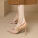 Exquisite Pointed Fine Heel Sandals Women S Back Empty New Sequins Banquet Buckle High Heels_vogvips.com