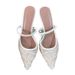 Women's Shoes White High Heels For Women Mesh Embroidery Pointed Toe Stiletto Sandals Back Strap Mules Beaded Wedding Shoes_vogvips.com