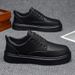 Men's Minimalist Leather Sneakers - LOEIKAN Thick Sole Casual Walking Shoes_vogvips.com