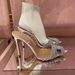 PVC Transparent Sandals Closed Toe Cross Rhinestone High Heels Open Back Shallow Sweet Party Wedding Shoes Stiletto_vogvips.com