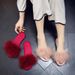 Robe With Slippers New Style Fluffy Women's Fashion Low Heel Wedding Bridesmaid Feather One-Strap Sandals_vogvips.com