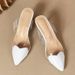 Ladies New Pointed Shallow Mouth Love Stitching PVC High Heel Sandals_vogvips.com