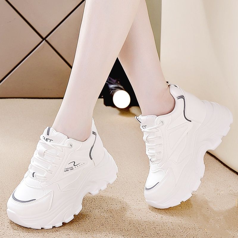 Real Leather Thick Soled Inner Height Increasing Women's Shoes, 2025 Autumn And Winter Hot Items, Versatile Dad Shoes, Travel Fashion Shoes_vogvips.com