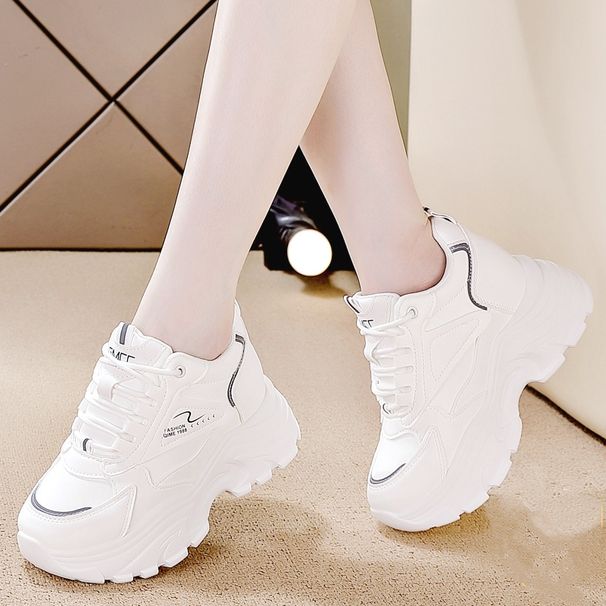 Real Leather Thick Soled Inner Height Increasing Women's Shoes, 2025 Autumn And Winter Hot Items, Versatile Dad Shoes, Travel Fashion Shoes_vogvips.com