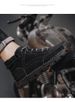 Large Size Men's Leather Boots, Men's Fashion Hand-stitched Ankle Boots Flat-bottomed Lace-up Casual Shoes_vogvips.com