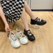 Niche Retro Thick-Soled Ballet Sneakers For Women Genuine Leather Bowknot Platform Single Shoes Mary Jane Loafers_vogvips.com