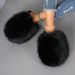Autumn And Winter Hot Selling Plus Size Solid Color Fluffy Big Fur Slippers, Soft Bottom Flat Bottom Winter Baotou Home Warm Cotton Slippers_vogvips.com