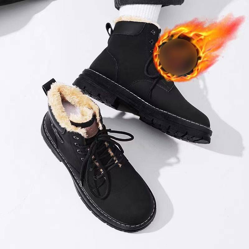 Men's Shoes Winter High Top Men's Shoes Men's Casual Sports Shoes White Tide Shoes Plus Velvet Thick Warm Cotton Shoes_vogvips.com