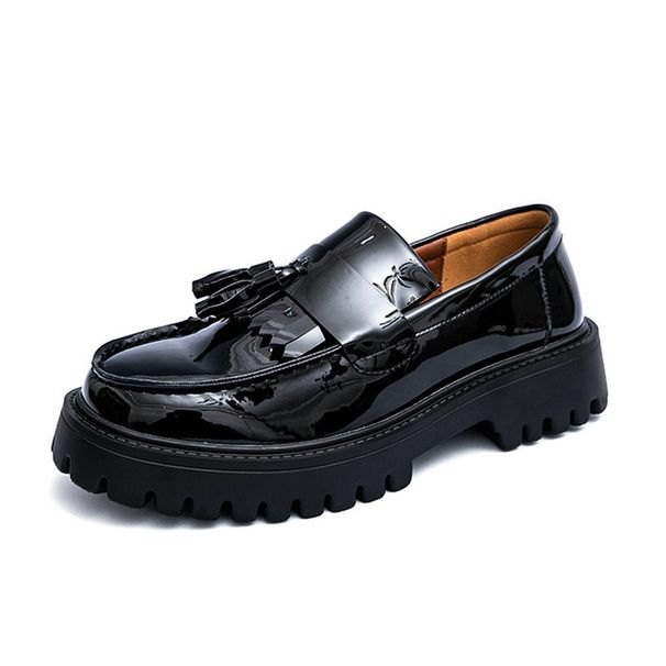 Brogue Thick Sole Formal Leather Men's Business Trendy Versatile High Casual Wedding Groom Shoes_vogvips.com