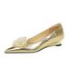 Women's Shoes Pointed Toe Wedge Heel Versatile Low Cut Fashion Bow Beaded Flower Low Heel Elegant Single Shoes For Women_vogvips.com