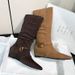 French Style Internal Height Increase Pleated Slouch For Women 2025 Autumn Winter New Pointed Toe Mid-Calf Over-the-Knee_vogvips.com