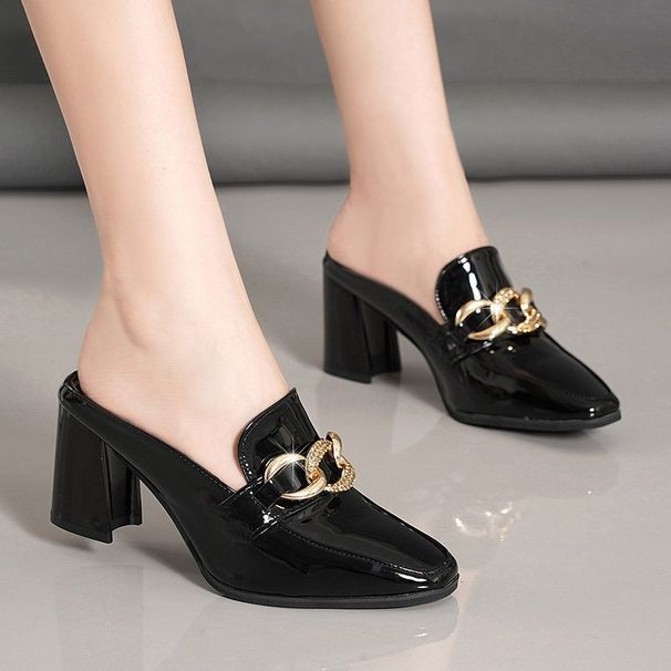 Women's Spring Summer, New European And American Style, High Heel Slippers, Lazy Closed-Toe Half Slippers For Women_vogvips.com