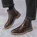 New Fashion Chelsea Boots Men's Business Black Top Leather Shoes Cover Round Toe British Style End Boots Casual Leather Boots_vogvips.com